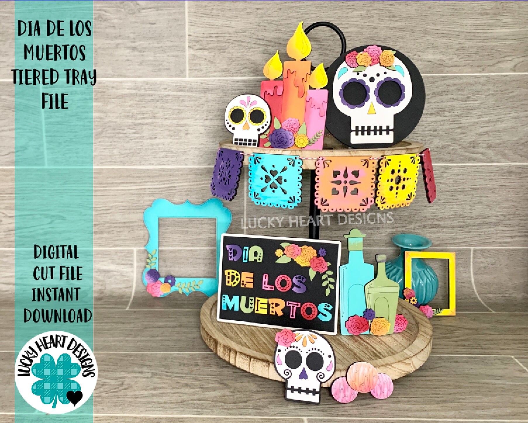 Dia De Los Muertos Tiered Tray File SVG, Day Of The Dead Sign, Glowfo…