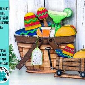 Cinco De Mayo Para La Cesta De Flores Archivo Intercambiable SVG, Taco, Margarita, Celebración, Bandeja Escalonada, Glowforge, LuckyHeartDesignsCo