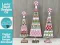 Christmas Candy Gingerbread Standing Tree File SVG, mantle decor, Holiday, Candy Cane Peppermint Centerpiece, glowforge, LuckyHeartDesignsCo
