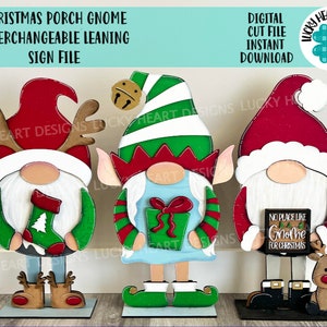 Christmas Tall Porch Gnome Interchangeable Leaning Sign Gnome File SVG, Glowforge Pumpkin , LuckyHeartDesignsCo