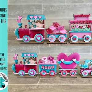 Archivo de tren de pie de San Valentín SVG, Cupido, Amor, Corazones, Bandeja escalonada Glowforge, LuckyHeartDesignsCo