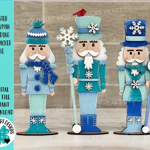 Arquivo de quebra-nozes de inverno SVG, Glowforge, bandeja em camadas de boneco de neve LuckyHeartDesignsCo