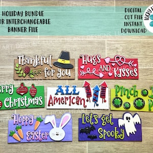 Add On Holiday Bundle for the Interchangeable Banner File SVG, LuckyHeartDesignsCo