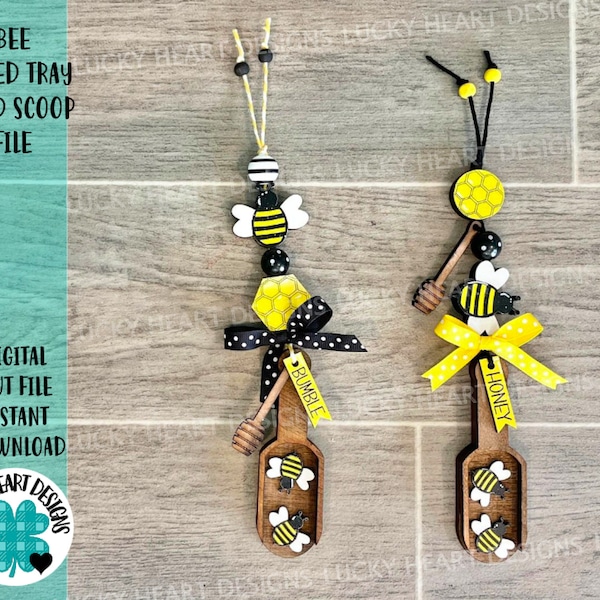 Bee Tiered Tray Wood Scoop File SVG, Glowforge, LuckyHeartDesignsCo