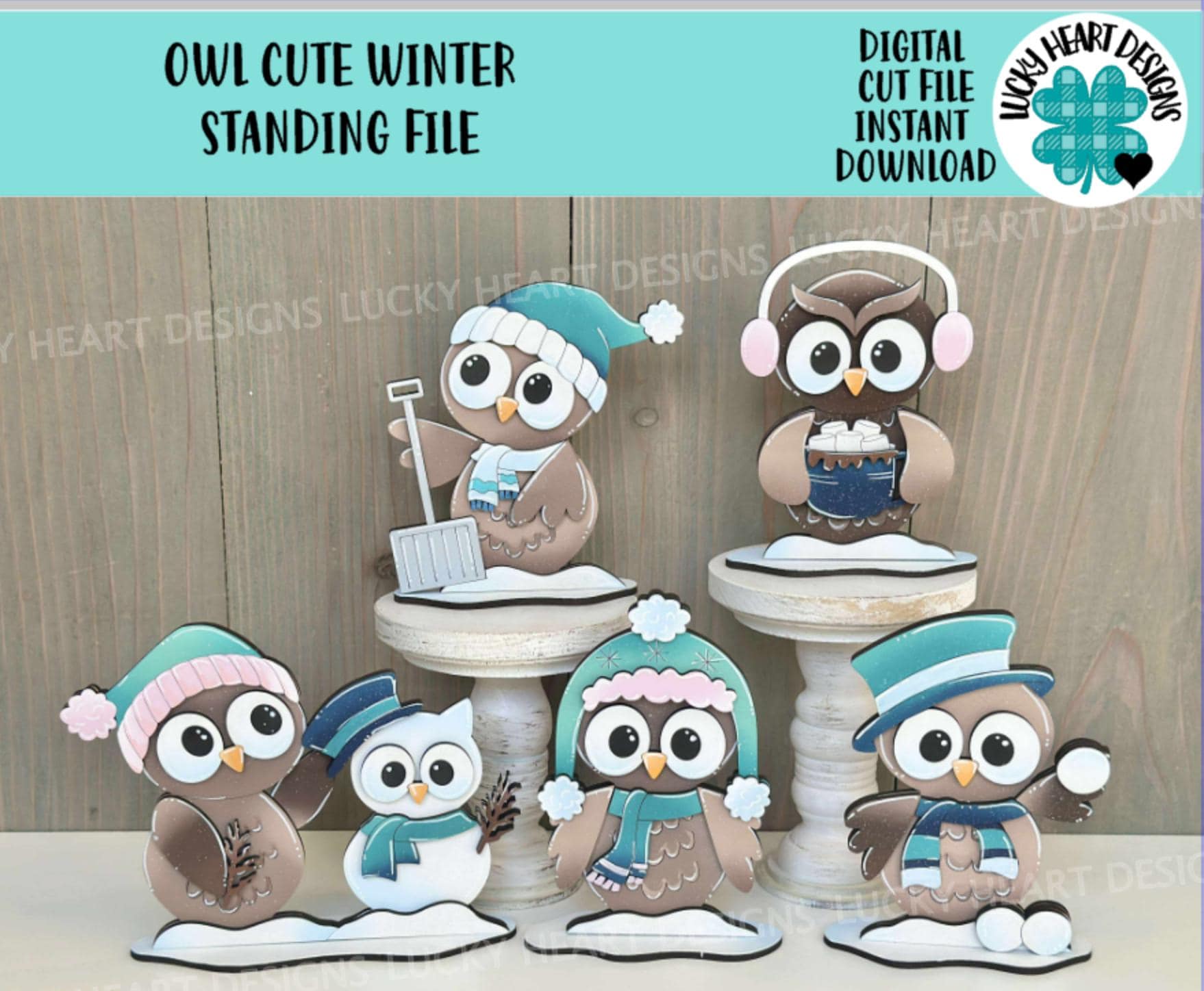 Owl Cute Winter Standing File SVG, Glowforge, Sleigh, Hot Cocoa, Chocolate Snowman Snowmen Bird Wint