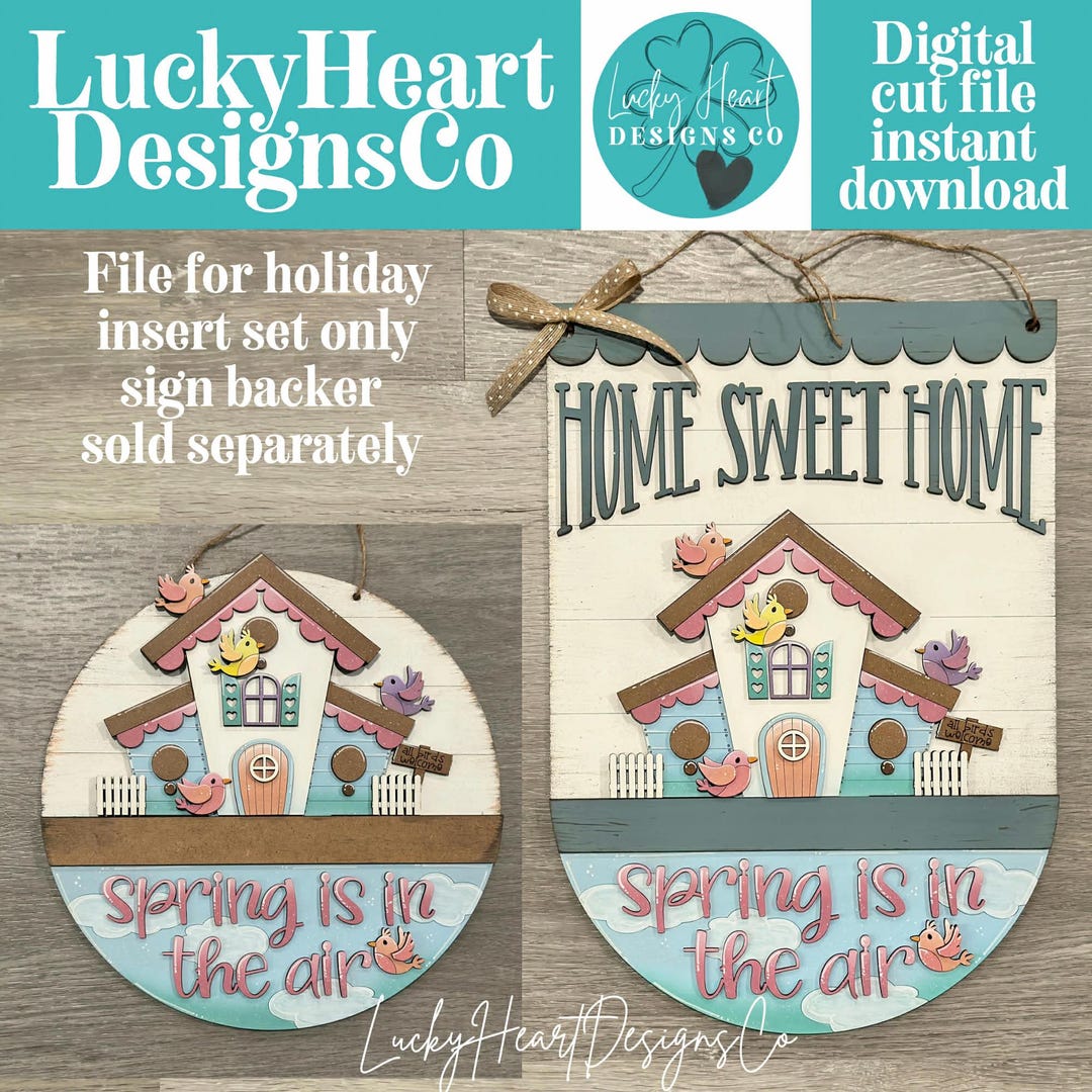 Spring Bird Holiday Door Sign Interchangeable File, SVG Birdhouse ...