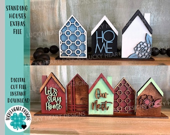 Standing Houses Extras File SVG, Tiered Tray Houses, Glowforge Laser, LuckyHeartDesignsCo
