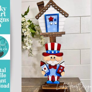 Uncle Sam Birdhouse Interchangeable File SVG, Glowforge, America Lady Fireworks, USA, Patriotic, Fourth of July, LuckyHeartDesignsCo