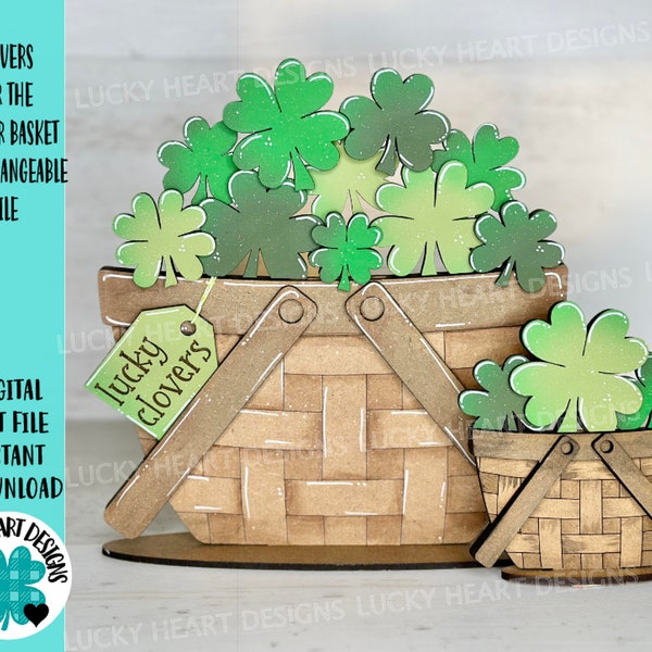 Clovers For The Flower Basket Interchangeable File SVG, St. Patrick's Day, Lucky, Shamroock, Clover, Glowforge, LuckyHeartDesignsCo