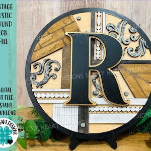 Arquivo redondo rústico vintage SVG, Glowforge Farmhouse, LuckyHeartDesignsCo