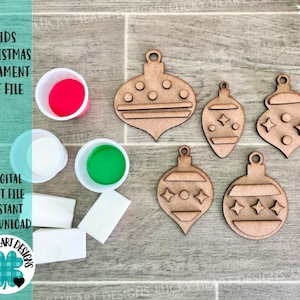 Kids Christmas Ornament Kit File SVG, Glowforge, LuckyHeartDesignsCo