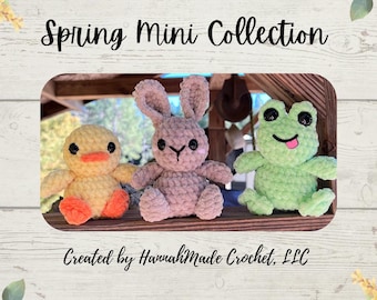 Crochet Spring Mini Animals Pattern: Frog, Duck, Bunny (PDF Pattern)