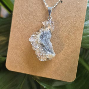 Raw Chalcedony Necklace | Chalcedony Crystal | Chalcedony Pendant | Chalcedony Cluster | Chalcedony Pendant | Silver