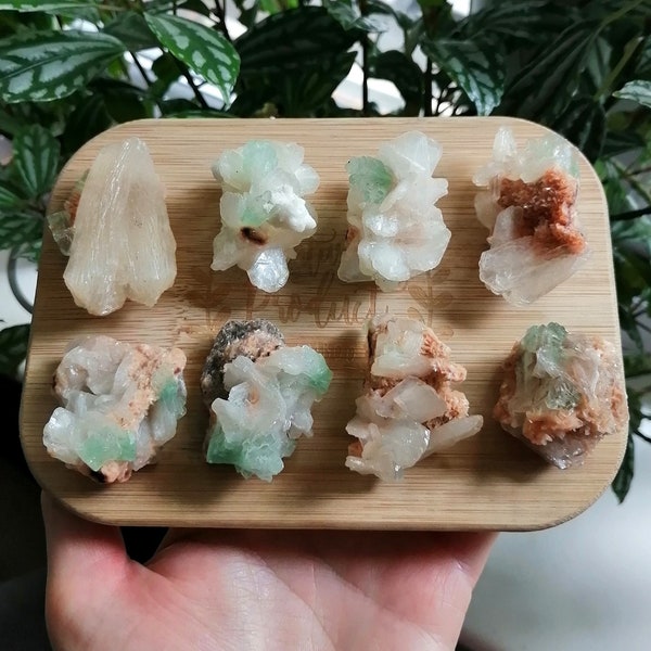 Raw Stilbite with Green Apophyllite Crystal | Stilbite Cluster | Crystal for Grief and Loss | Zeolite Crystal | Pocket Crystal | Worry Stone