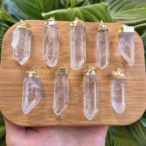 Raw Clear Quartz Crystal Necklace: Gold Healing Point Pendant
