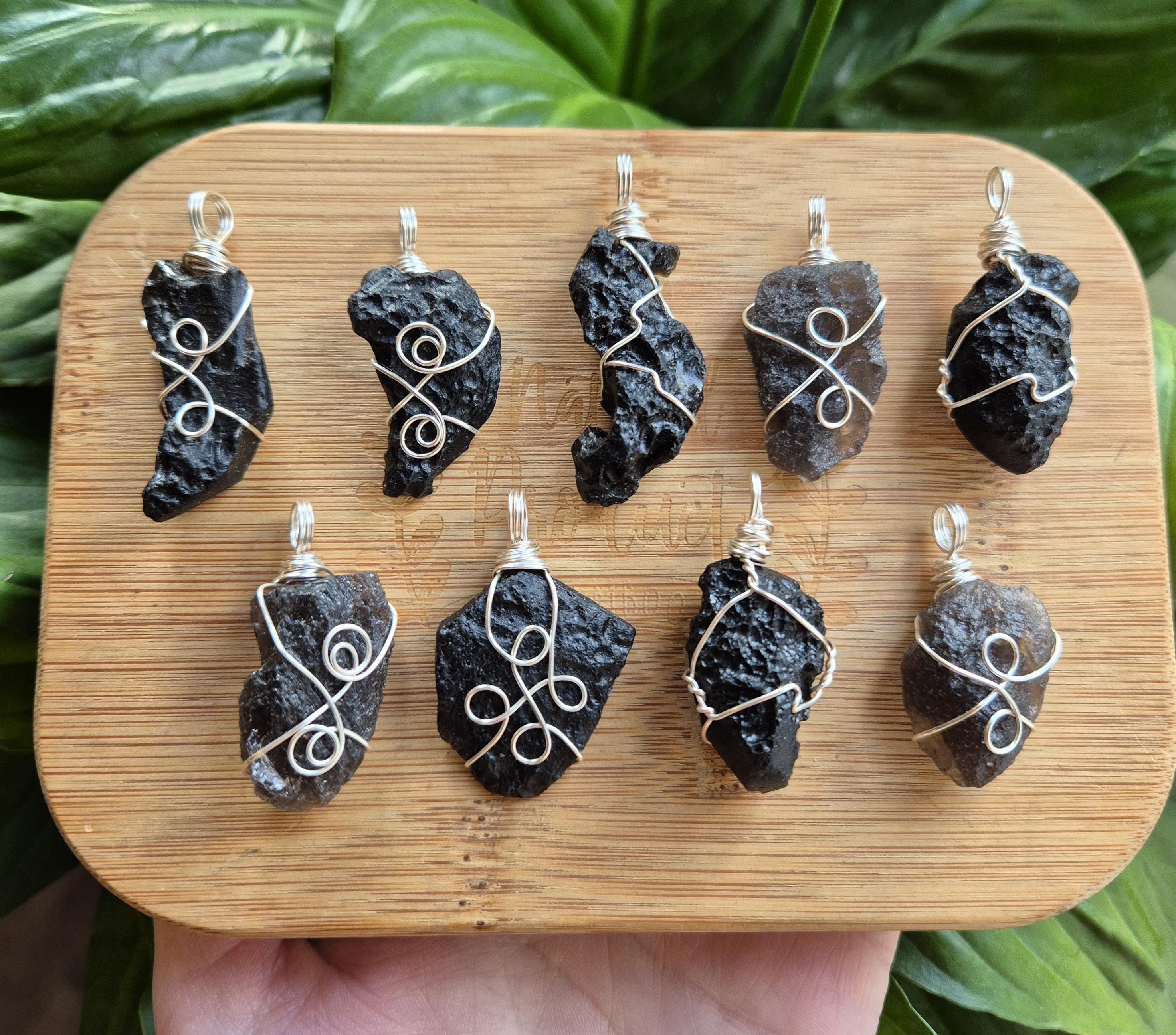 Indochinite Tektite Crystal Necklace Silver, Meteorite Glass Pendant,…