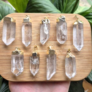 Raw Clear Quartz Crystal Necklace Gold | Clear Quartz Point | Clear Quartz Cluster | Clear Quartz Jewelry Gold | Clear Quartz Pendant Gold