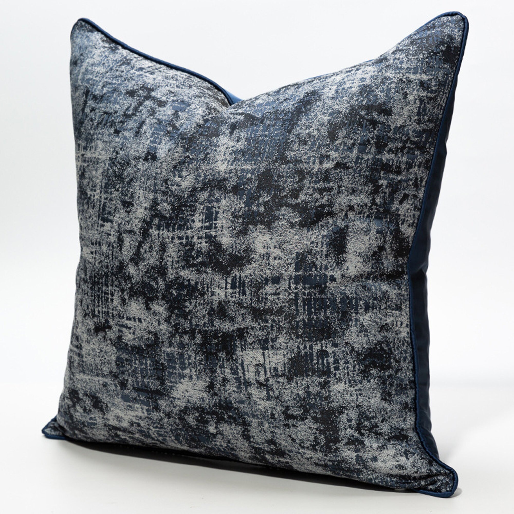 Navy Blue Jacquard Cushion Cover 18x18inch / 45x45cm Throw Etsy