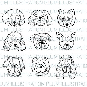 Dogs- Digital Stamp/ Sello Digital- Perros, Clip art, Print