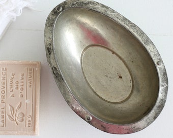 Antique metal Easter egg chocolate mold, French Patisserie mould, collectible mold, candy dish, soap dish, great Easter decor