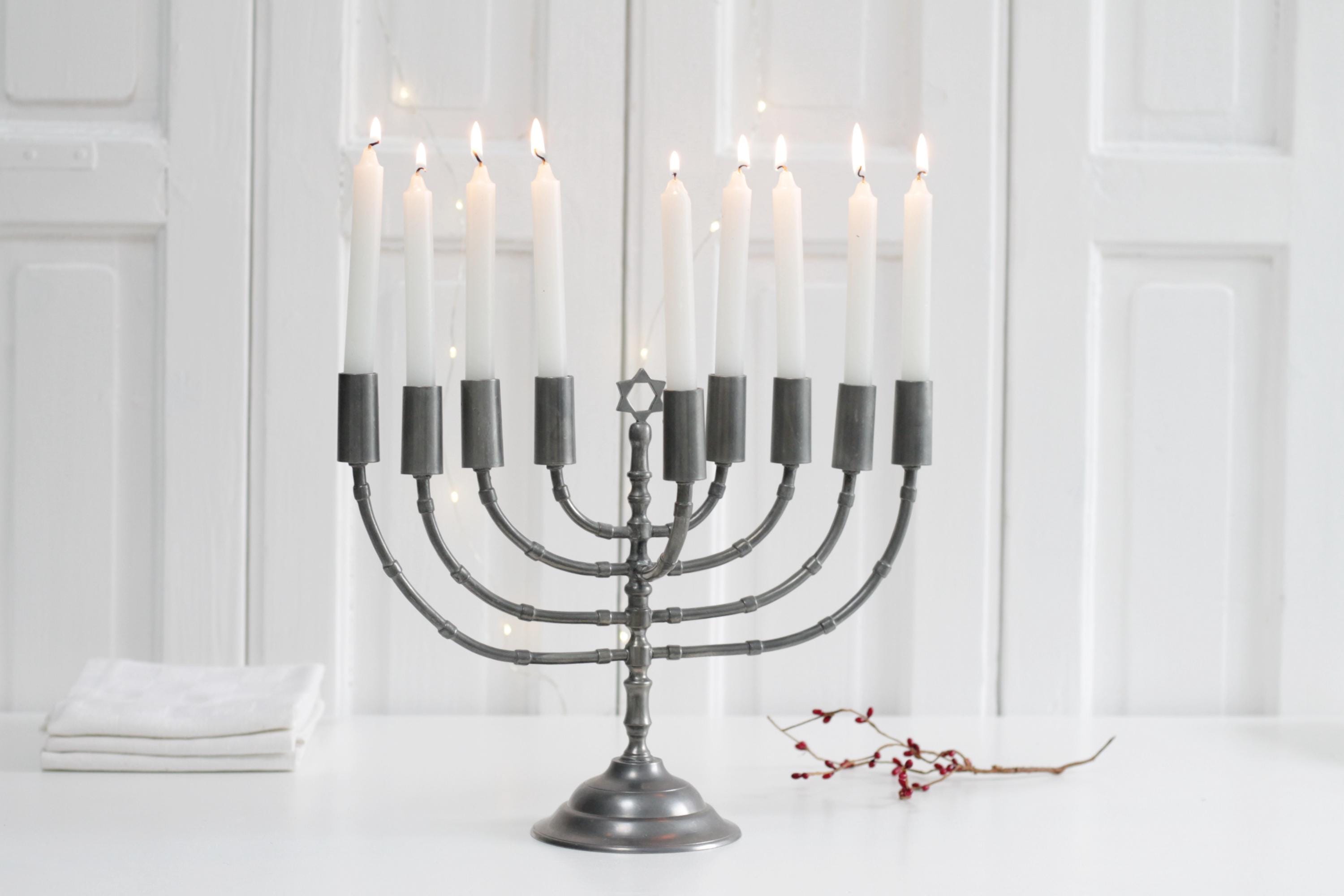 Menorah Hanukkah Classica A 9 Rami: Candeliere Tradizionale In Metallo, Vintage, Portacandele Per Decorazioni Domestiche E Feste