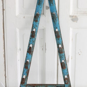 Vintage French Enamelware Pot Lid Rack, Rustic Blue Enamel Triangle ...