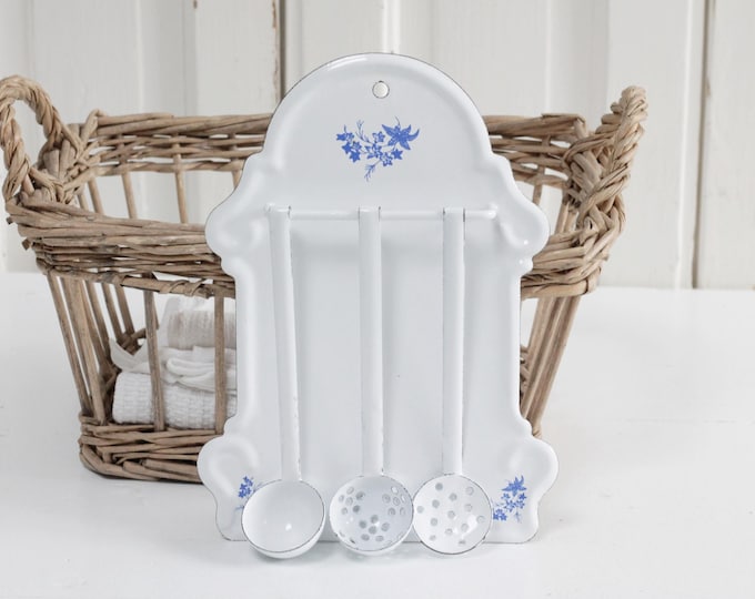 Enamel Spoon Rack Vintage Little White Enamel Kitchen Spoon Rack for Children, Mini Wall ...