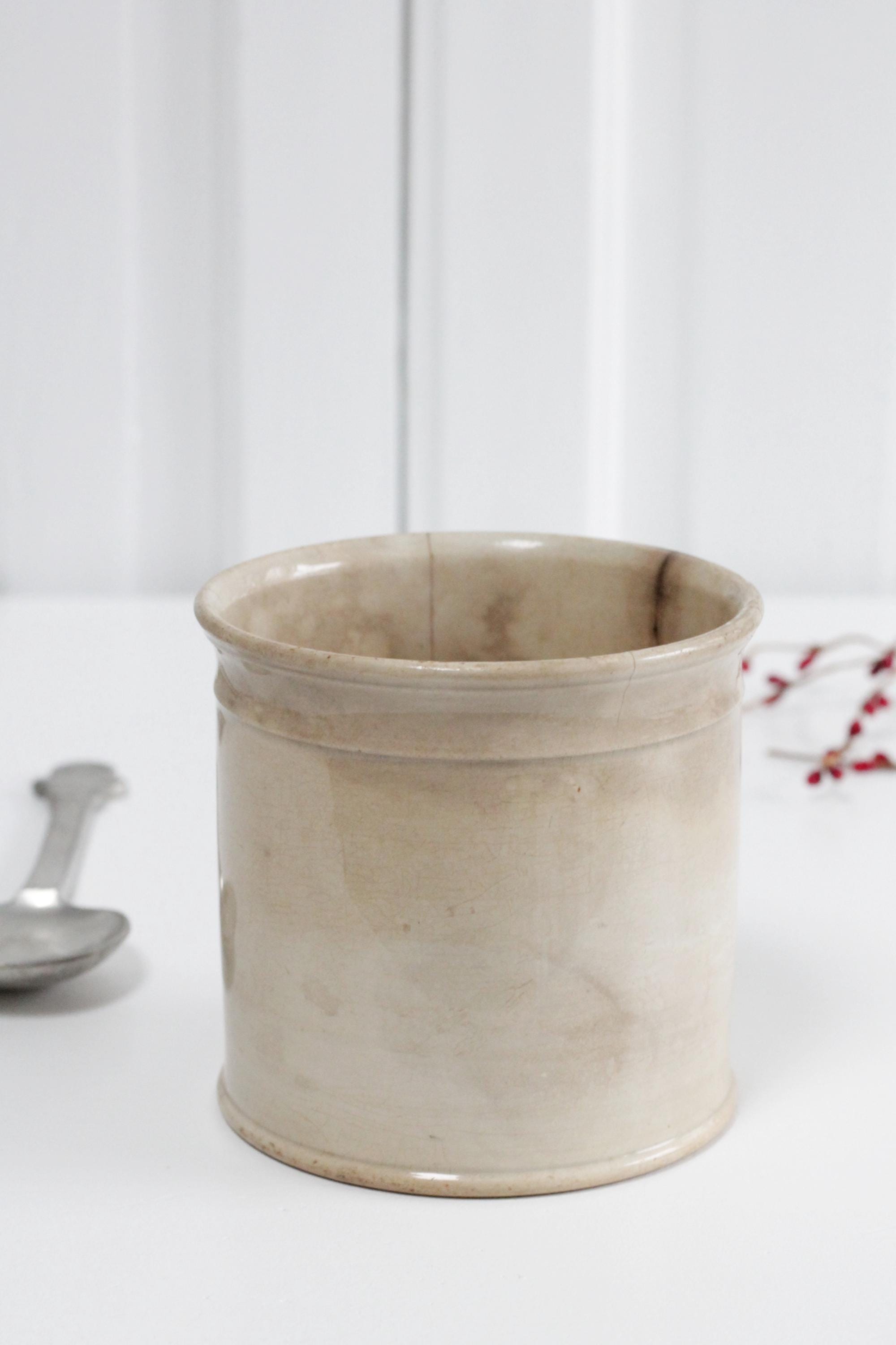 Antique Stained Ironstone Ointment Jar, Confit Pot by Choisy Le Roi ...