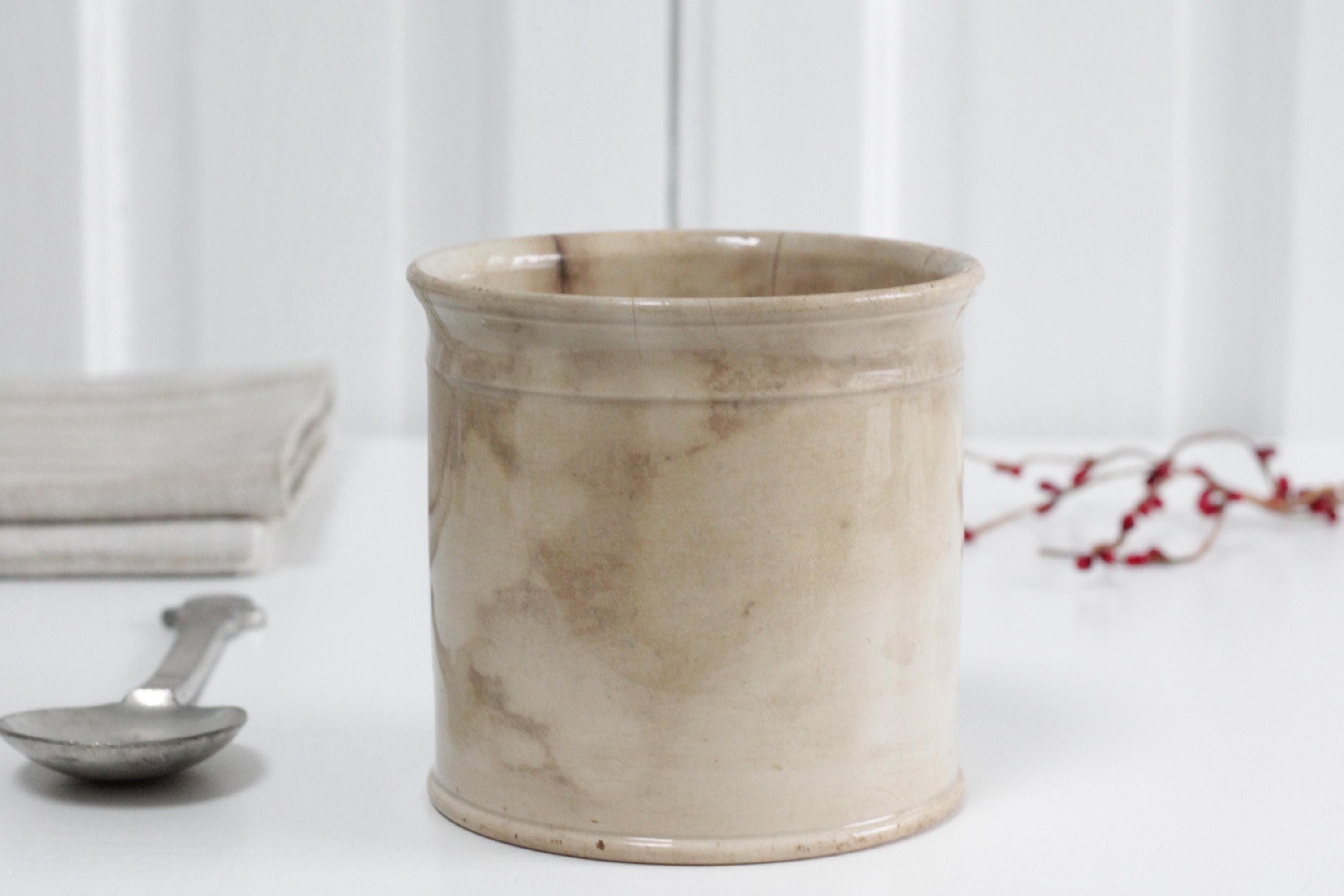 Antique Stained Ironstone Ointment Jar, Confit Pot by Choisy Le Roi ...