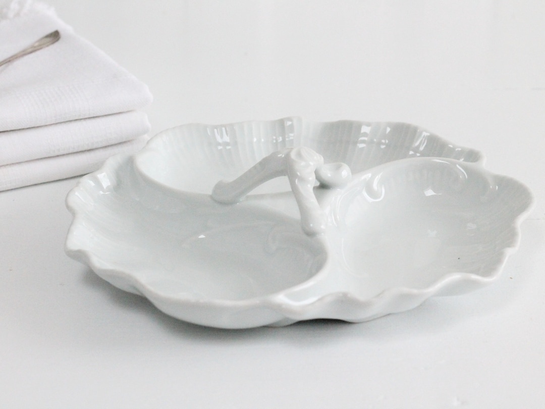 Antique Limoges Porcelain Divided Dish French 3 Compartment Etsy