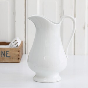 Antique White Ironstone Water Pitcher Boch La Louviere Belgium  display picture 1