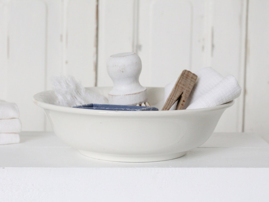 Vintage White Ironstone Salad Bowl Medium Size Serving Bowl Etsy