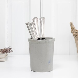 Vintage French small gray salt glaze crock, primitive stoneware jar, rustic gres confit pot | Farmhouse country kitchen decor