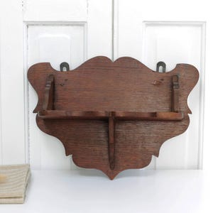 Antique French wooden kitchen wall shelf, display console for wall hanging, bible rack, Cottagecore, Farmhouse country decor