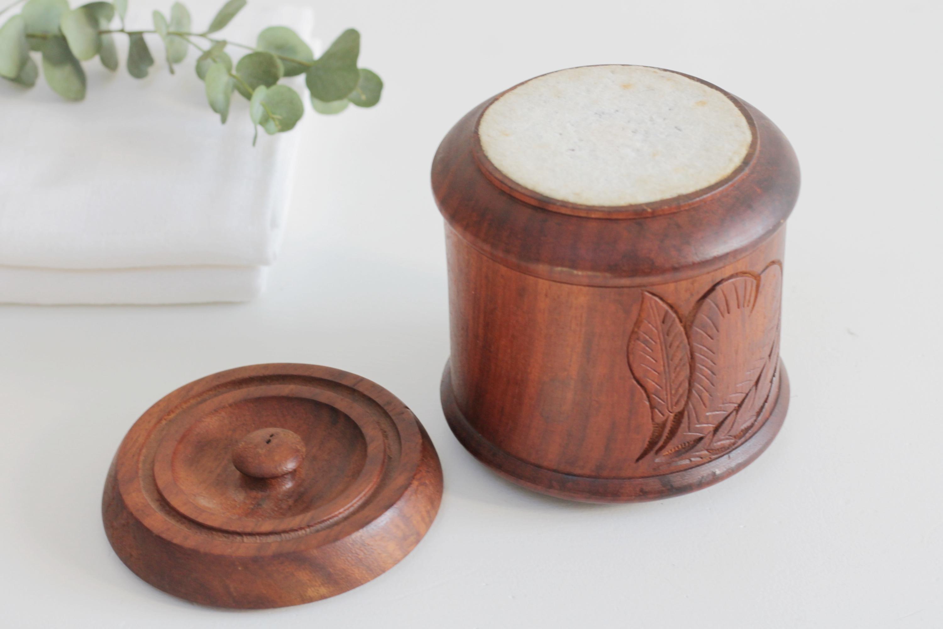 Vintage Small Wooden Lidded Canister With Pear Decor, Treen Storage ...