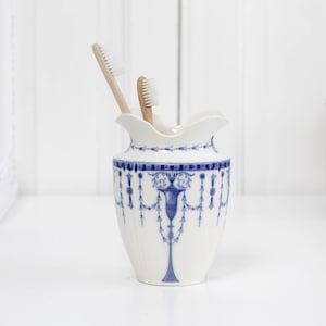 1863 Antique ironstone toothbrush holder, vintage flower vase, Mintons Fraser England, Farmhouse home decor