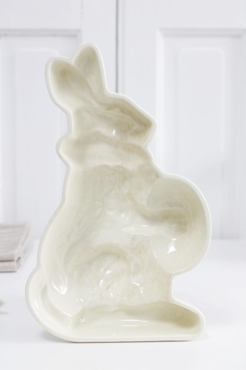 Pudding Rabbit Shape Rare Antique XL Easter Bunny Pudding Mold, Stained Ironstone Jelly ...