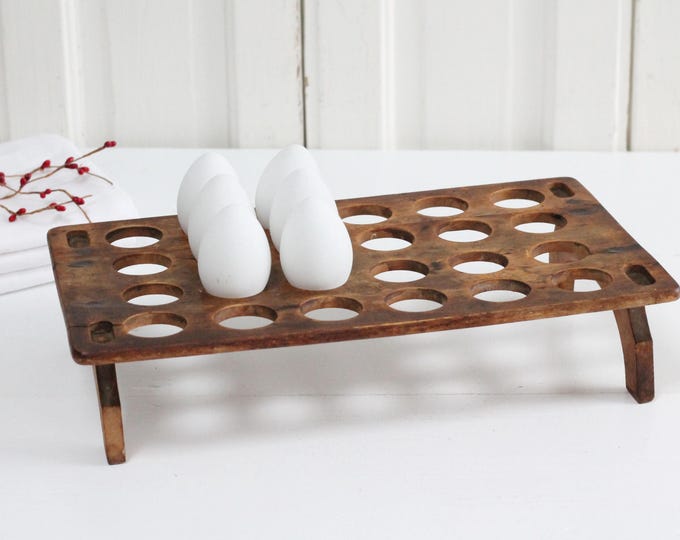 Antique French Primitive Wooden Egg Rack for 24 Eggs, Rustic Wood ...