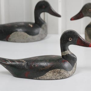Antique primitive wooden decoy duck w painted eyes, vintage European carved wood folk art duck, hand painted bird statue, rustic decor image 8