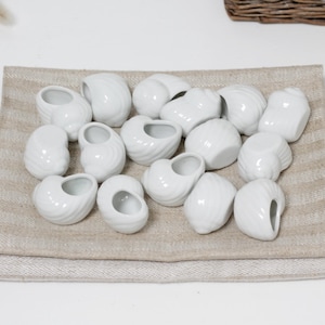 Set of 16 & 18 - Vintage French white porcelain escargot shell pots, ceramic snail cups, individual snail dishes - French Provincial decor