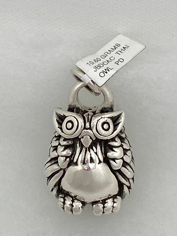 Sterling Silver Owl Pendant, 10.6g, 3D, Intricate… - image 3