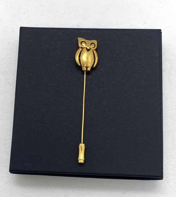 Trifari, Vintage, Gold-tone Owl Stick Pin - Retro