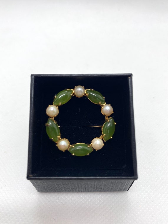 Vintage, Sorrento Green Tourmaline and Pearl Wrea… - image 1