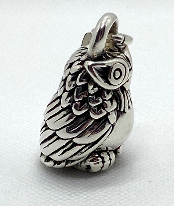 Sterling Silver Owl Pendant, 10.6g, 3D, Intricate… - image 5