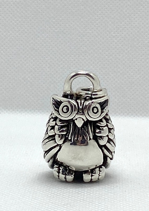 Sterling Silver Owl Pendant, 10.6g, 3D, Intricate,