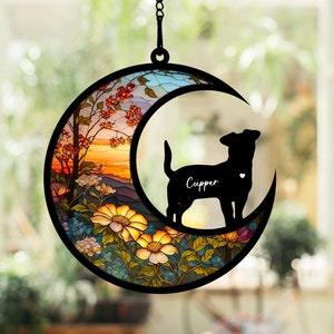 Personalized Dog Memorial Suncatcher Ornament, Custom Dog Suncatcher With Name And Date, Dog Memorial Gift, Puppy Loss Gift,In Loving Memory image 1