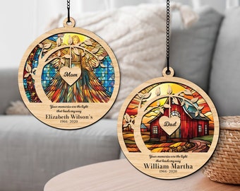 Personalized Family Memorial Suncatcher, Mom Memorial Suncatcher, Dad Memorial Suncatcher, Mother Day Gift, Father Day Gift, Family Memorial