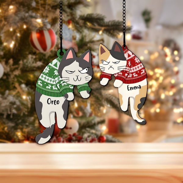 Custom Funny Cats Ornament, Personalized Christmas 2023 Ornament, Gift For Cat Lovers, Cat Mom Gifts, Christmas Tree Orrnament