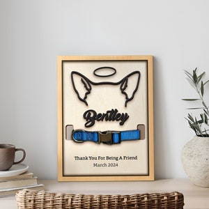 Custom Dog Ear Framed Art, Personalized Loss of Pet Gift, Dog Memorial Collar Sign, Dog Collar Keepsake, Loss of Dog, Dog Memorial Gift