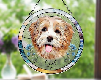 Custom Dog Portrait Suncatcher, Cat Portrait Suncatcher, Pet Memorial Acrylic Photo Suncatcher, Dog Memorial Gift, Dog Loss, Christmas gift